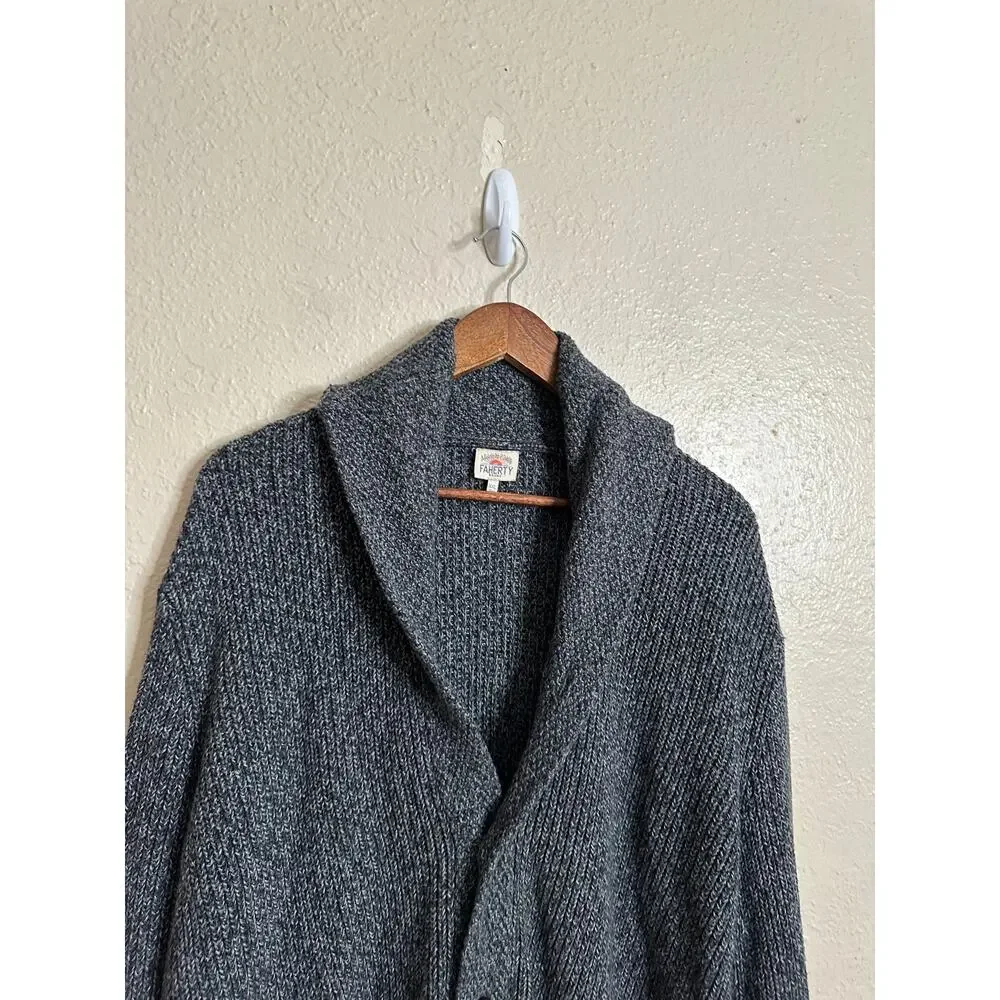 Faherty Marled Cotton Cashmere Shawl Collar Cardigan Mens XXL